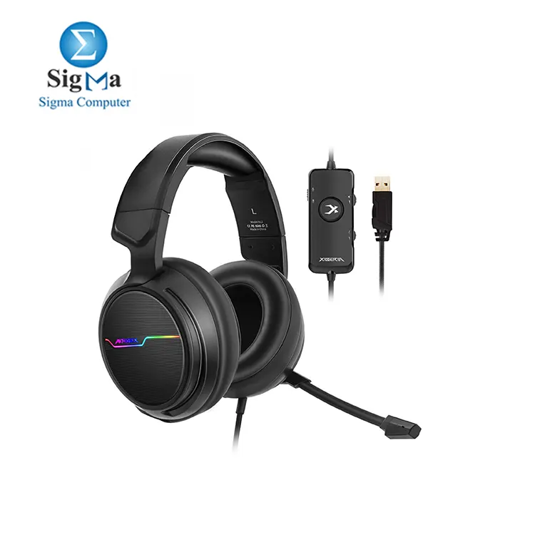XIBERIA V20 Gaming Headset with USB Port and 7.1 Surround Sound, LED Light, Mic and Soft Earmuffs Gaming Headphone for PC Laptop Desktop